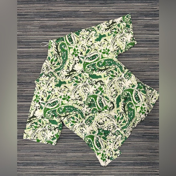 Zara Green and White Paisley Printed Linen-blend Lined Kimono with Belt Size M-L - Picture 5 of 8